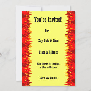 Red Flames Anpassningsbar 5x7 BBQ-inbjudan Inbjudningar