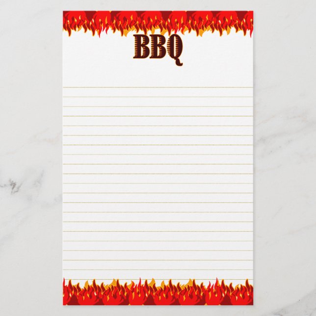 Red Flames BBQ Sayed Stationery Brevpapper (Framsida)