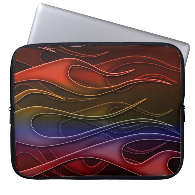 Red Flames Mönster Laptop sleeve (Framsidan)