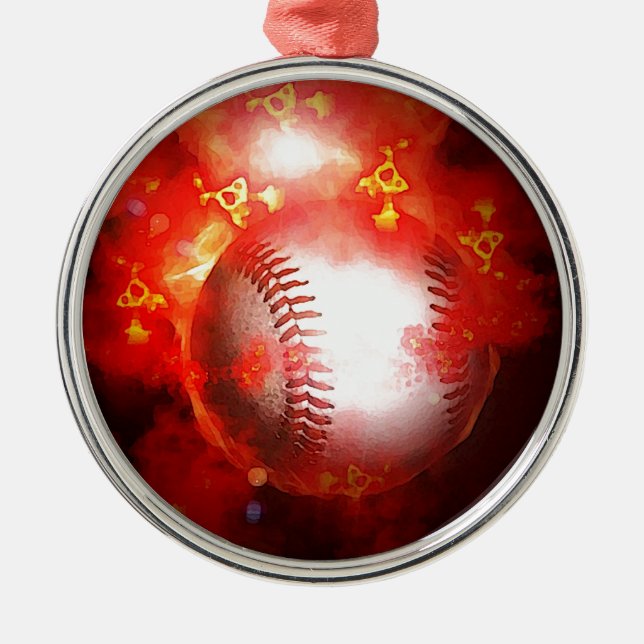 Red Flaming Baseball Julgran Ornament (Framsidan)