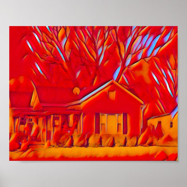 Red Flaming Suburb Poster (Framsidan)