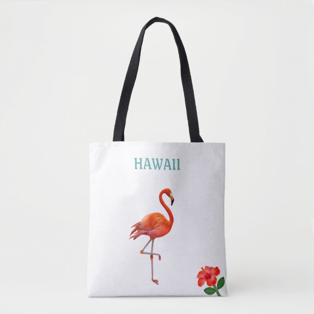 Red Flamingo och Hibiscus Flower Tygkasse (Framsida)