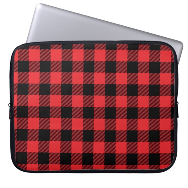 Red Flanals Buffalo Check Mönster Laptop Fodral (Framsidan)