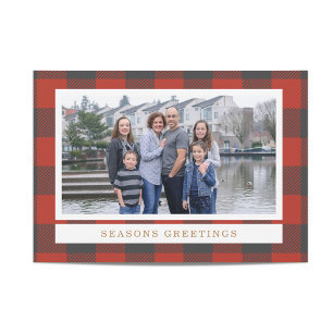 Red Flanals Helgdag Photo Card Julkort