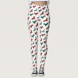 Red Flanals jul Dachshund Mönster Leggings