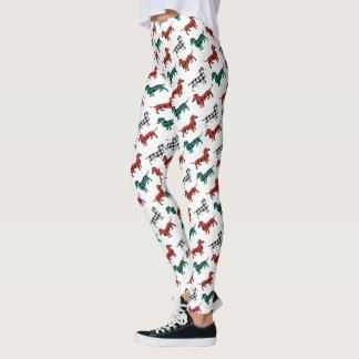 Red Flanals jul Dachshund Mönster Leggings