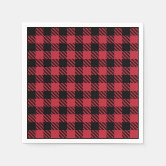 Red Flanals Rustic Papper Napkins Pappersservett (Framsidan)
