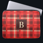 Red Flanals utseende Play med Anpassningsbar Monog Laptop Fodral<br><div class="desc">För det bekväma,  rustiska utseendet av varm röd flanell är den här klassiska röda pladdesignen förskönad med ett matchande monogram som du kan redigera med din egen ursprungliga eller andra text.</div>