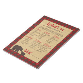 Red Flananell What's in your Purse Baby Shower Gam Anteckningsblock