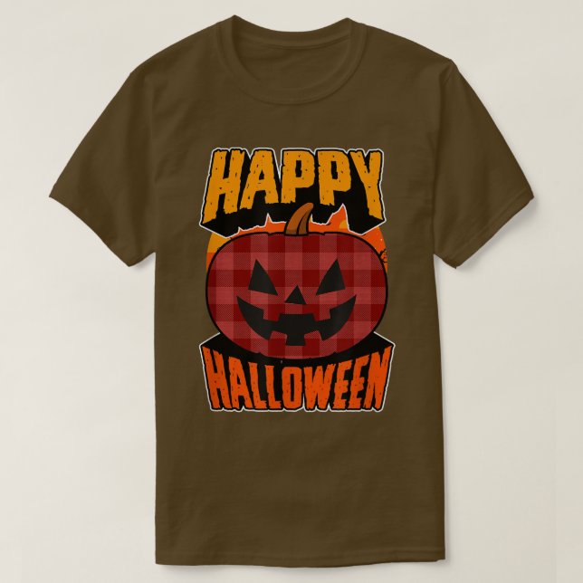 Red Flanansken Play Happy halloween Party Jack O L T Shirt (Design framsida)