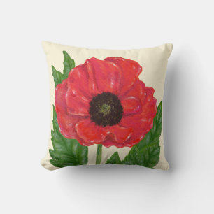 Red Flanders Poppy Square Kudde