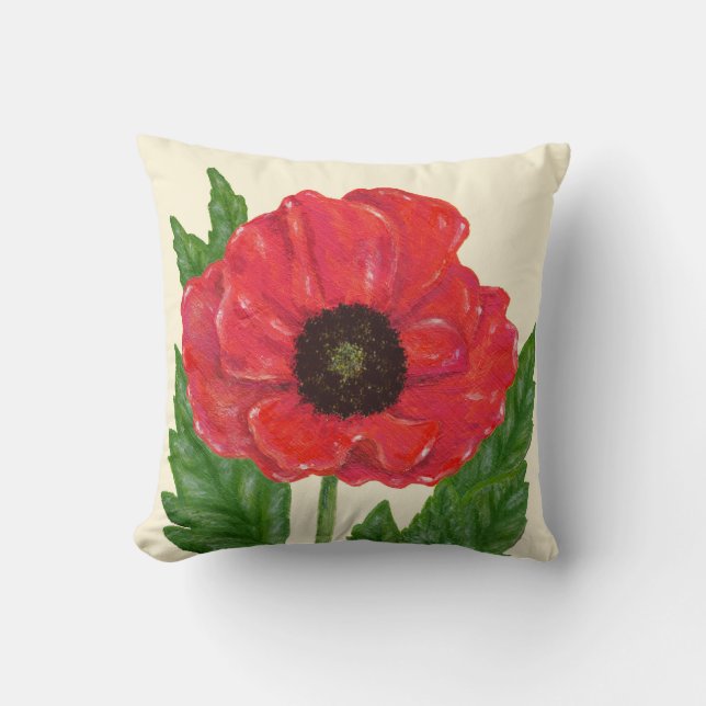 Red Flanders Poppy Square Kudde (Framsida)