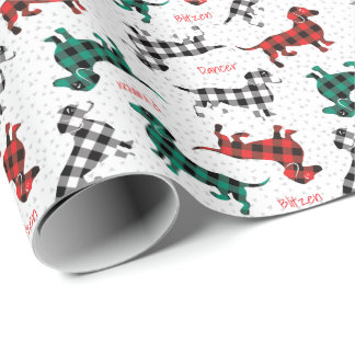 Red Flanella Dachshunds med Hund Namn Presentpapper