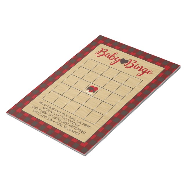 Red Flano Bingo Baby Shower Game Pack Anteckningsblock (Vinklad)