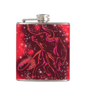 Red Flask with Bull Runin Starry Nigh Fickplunta