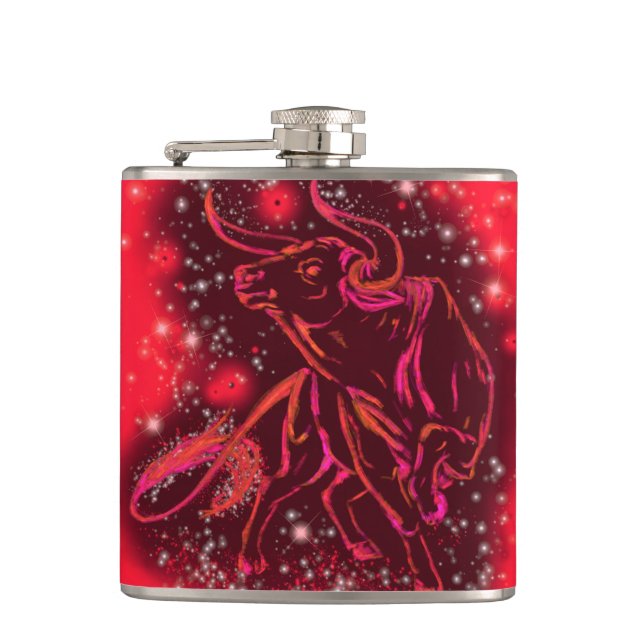 Red Flask with Bull Runin Starry Nigh Fickplunta (Framsidan)