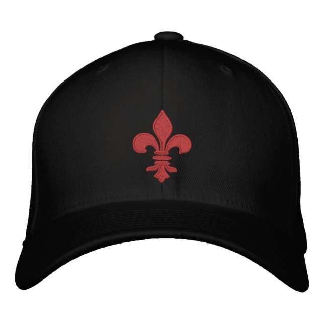 Red Fleur de Lis Embroized Hat Broderad Keps (Framsida)