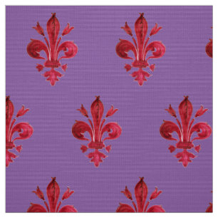 RED FLEUR DE LIS IN LILA BLOMMÖNSTER TYG