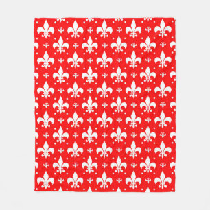 Red Fleur-de-lis Mönster Design Fleecefilt