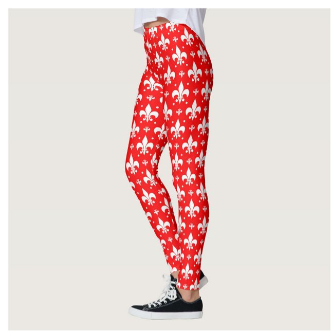 Red Fleur-de-lis Mönster Design Leggings (Skapare uppladdad)