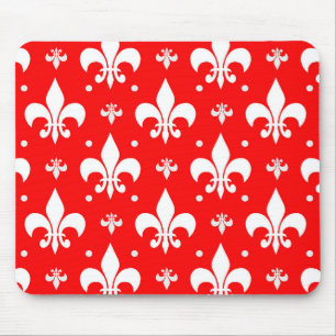 Red Fleur-de-lis Mönster Design Musmatta