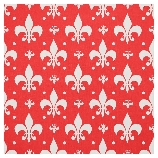Red Fleur-de-lis Mönster Design Tyg (Provkarta)
