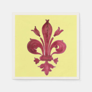 RED FLEUR DE LIS PAPPERSSERVETT