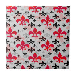 Red Fleur De Lis Yta Mönster Design Kakelplatta