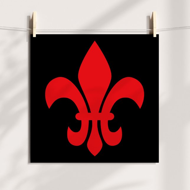Red Fleur de Lys Poster (Red Fleur de Lys on Black Poster)