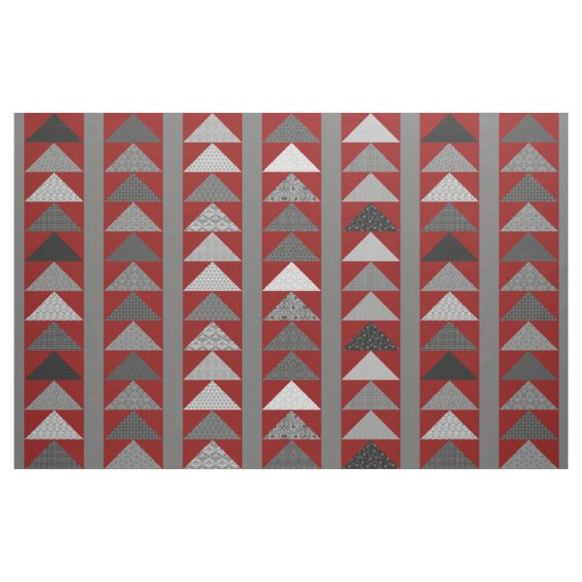 Red "Flies Geese" Patchwork-look Tyg (Fat Quarter)