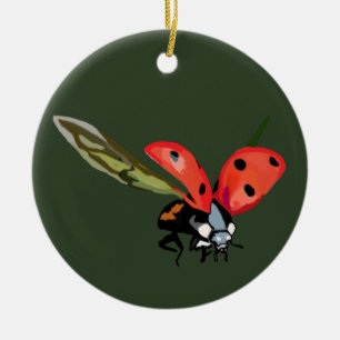 Red Flies Ladybird Julgransprydnad Keramik