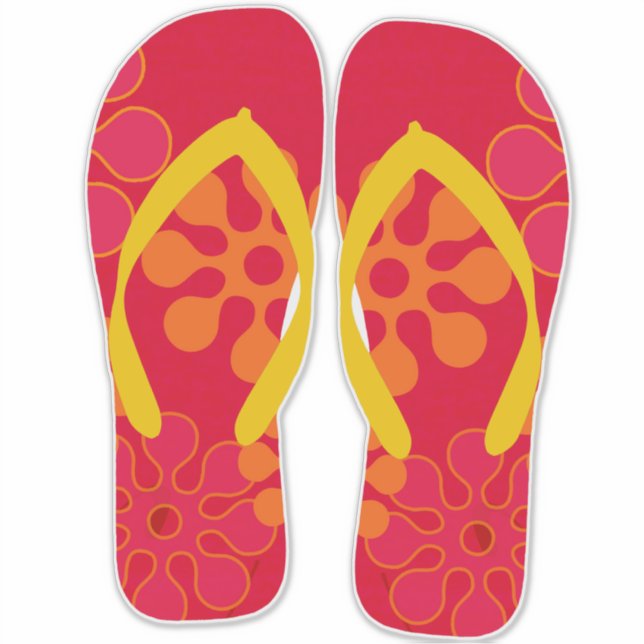 Red Flinflip flops Beach Sandals Klistermärken (Framsida)
