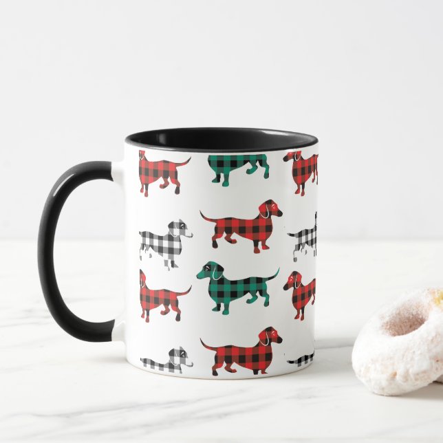 Red Flkanaler jul Dachshunds Mugg (Med munk)
