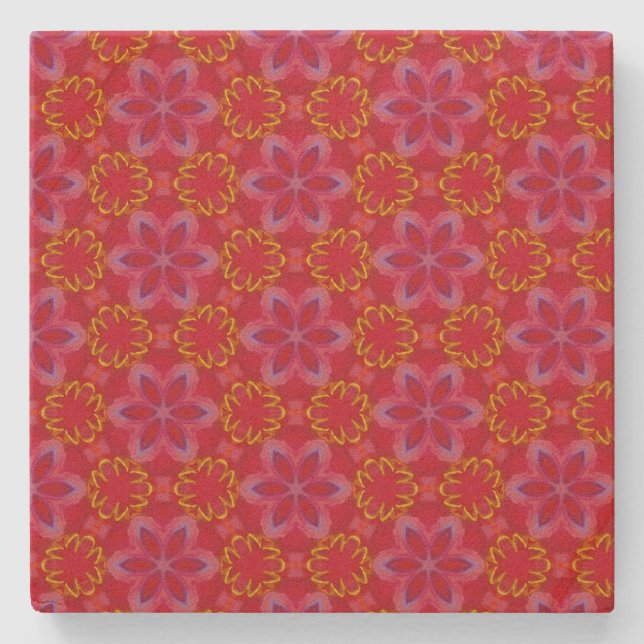 Red Floral Christmas Stenunderlägg (Framsidan)