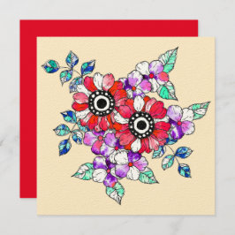 Red floral decoration tack kort