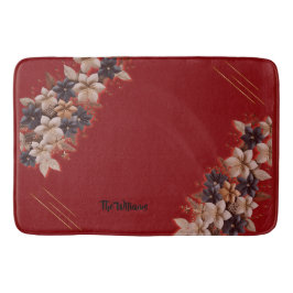 Red Floral Geometric Bath Mat Badrumsmatta