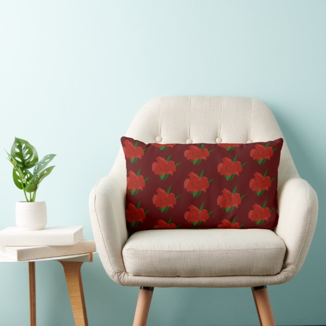 Red Floral Lumbar pillow Lumbarkudde (Stol)