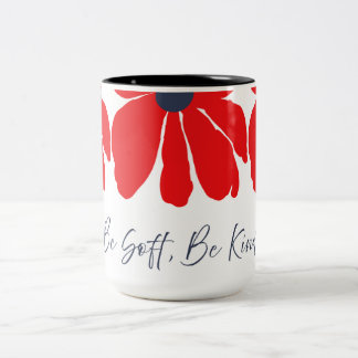 Red Floral Pattern Mug Två-Tonad Mugg