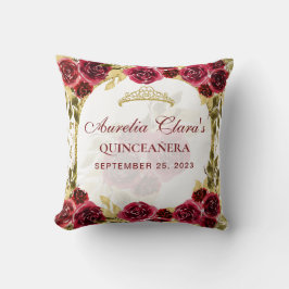 Red Floral Princess Gold Arch Quinceanera Kudde