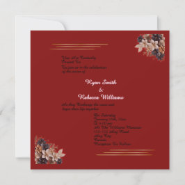 Red Floral Wedding Invitation Square Invitation Inbjudningar