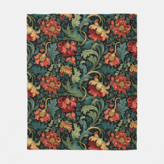 Red Floral William Morris print Fleecefilt