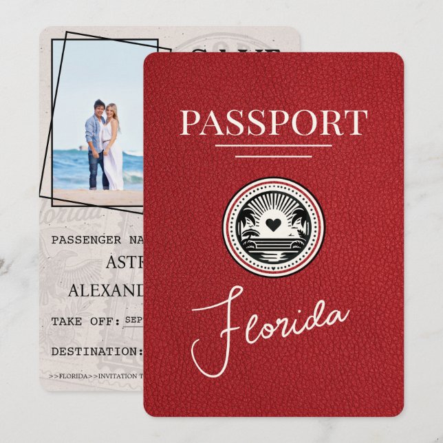 Red Florida Passport Spara datum Datumet (Fram/baksida)