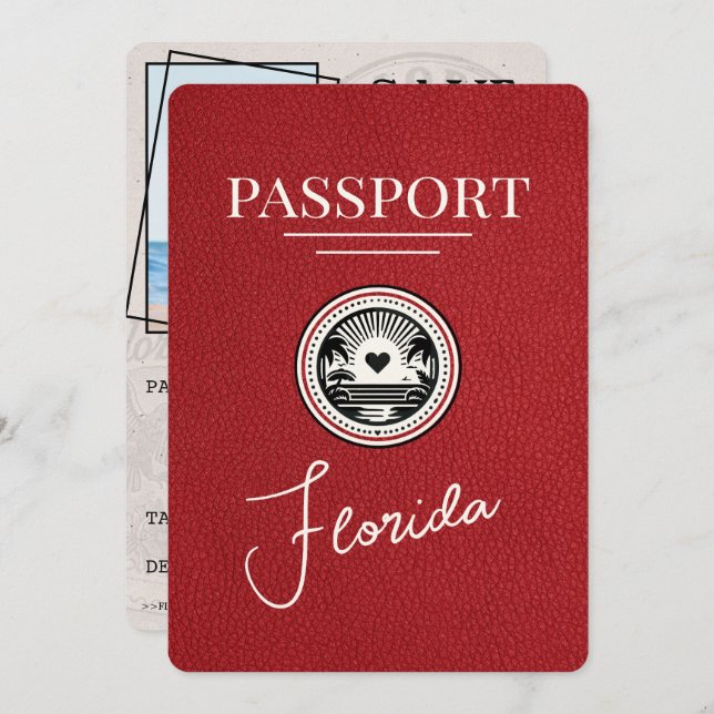 Red Florida Passport Spara datum Spara Datumet (Fram/baksida)