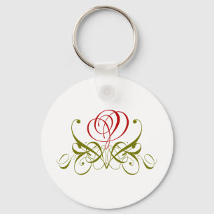 Red Flourish Ro Nyckelring