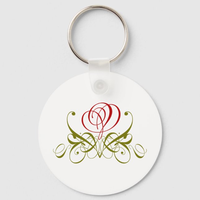 Red Flourish Ro Nyckelring (Framsida)