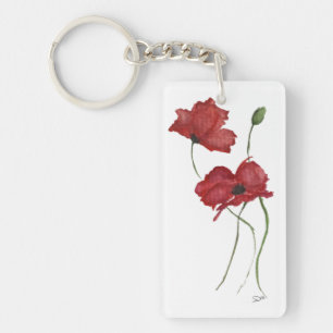 Red Flower Acrylic Keychain (dubbla-sidig)