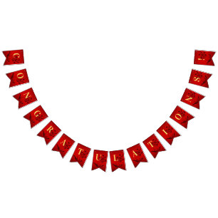 Red Flower Bröllop Bunting Flagga