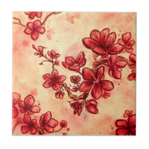 Red Flower Dance Kakelplatta