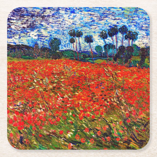 Red Flower Fält, Van Gogh Underlägg Papper Kvadrat (Framsidan)