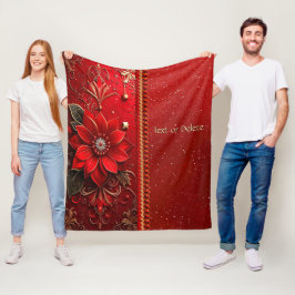 Red Flower Fleece Blanket
